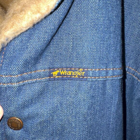 Vintage Wrangler Made in USA Sherpa Denim Jean Jacket Men’s Size M - Picture 4 of 10